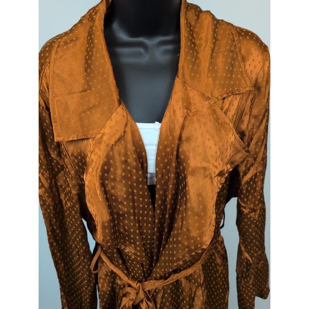 TORRID Copper Jacquard Belted Open Front Long Sleeves Trench Coat Size 0 12‎ NWT - Picture 3 of 9